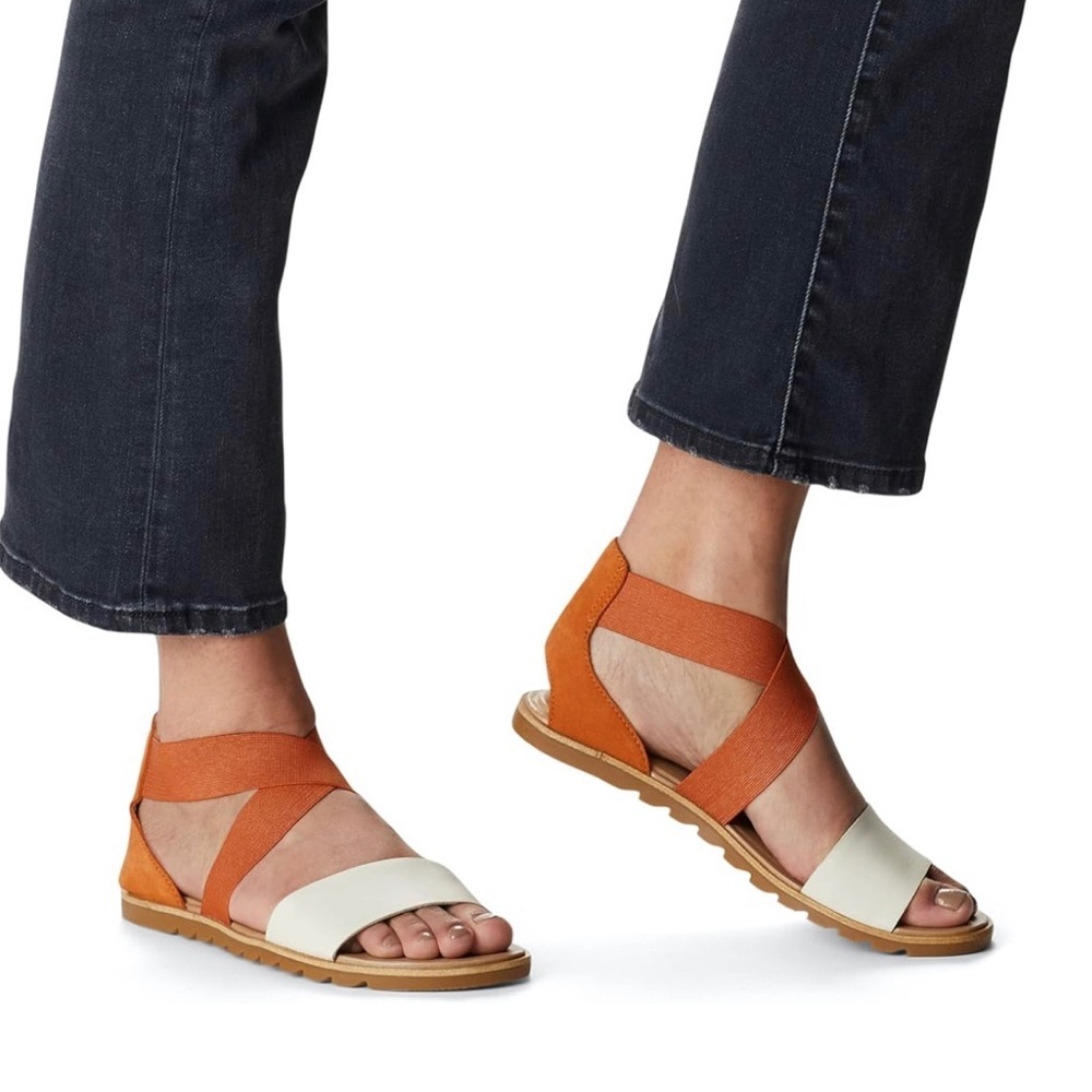 Sorel Women's Ella II Sandal - Orange and White - size 8